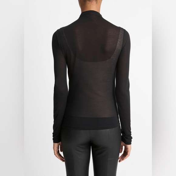 VINCE. Sheer long-sleeve mock-neck top . Super soft ! - Picture 4 of 4